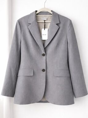 IRIS & INK Gray Blazer Size 12 NWT Tailored Classic Minimalist Work Jacket